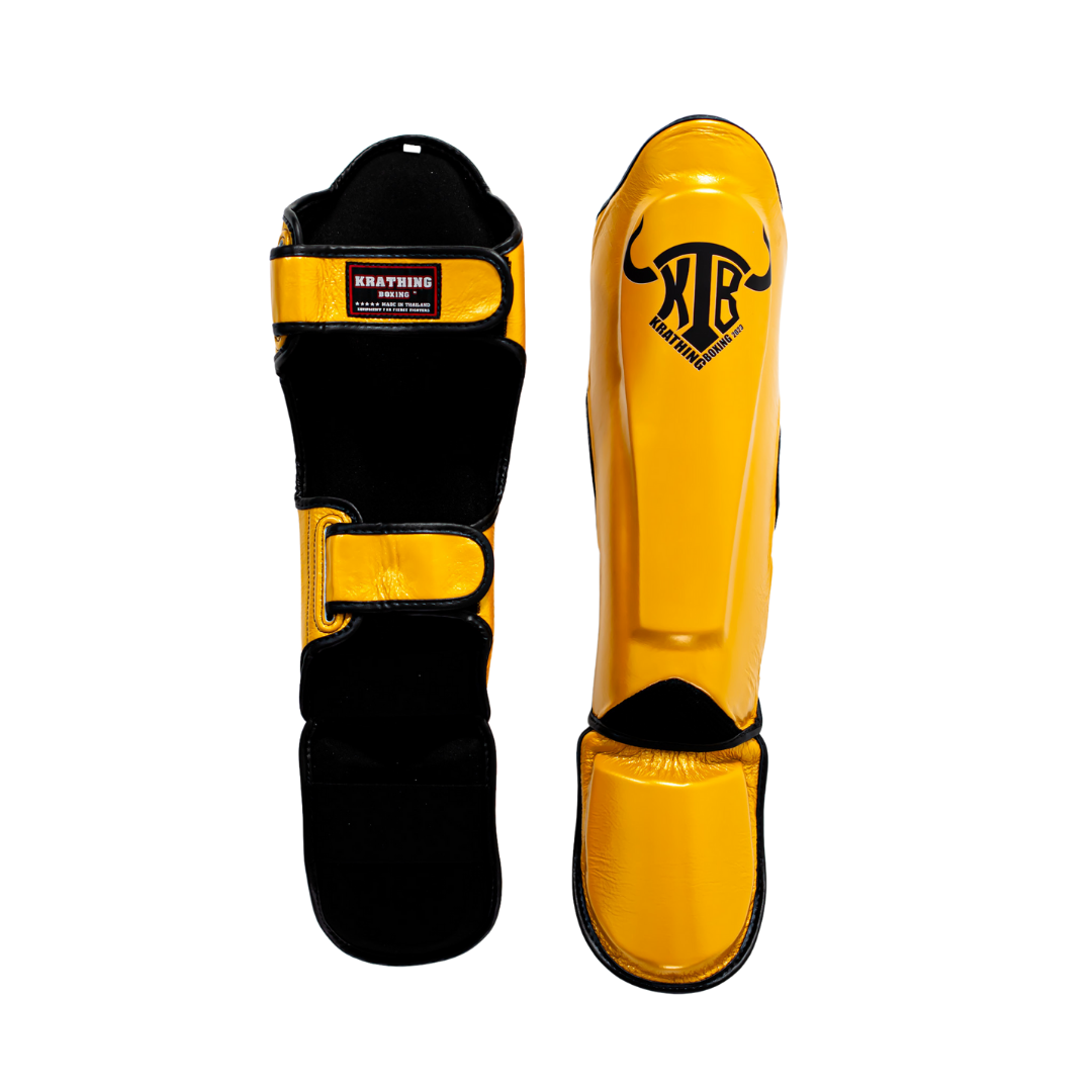 KRATHING  BOXING SHIN PROTECTION KTB-SG-003 LEATHER HOOK-AND-LOOP