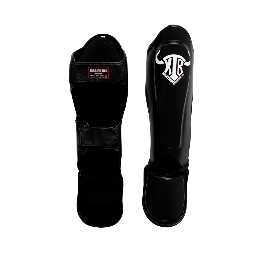 KRATHING  BOXING SHIN PROTECTION KTB-SG-003 LEATHER HOOK-AND-LOOP