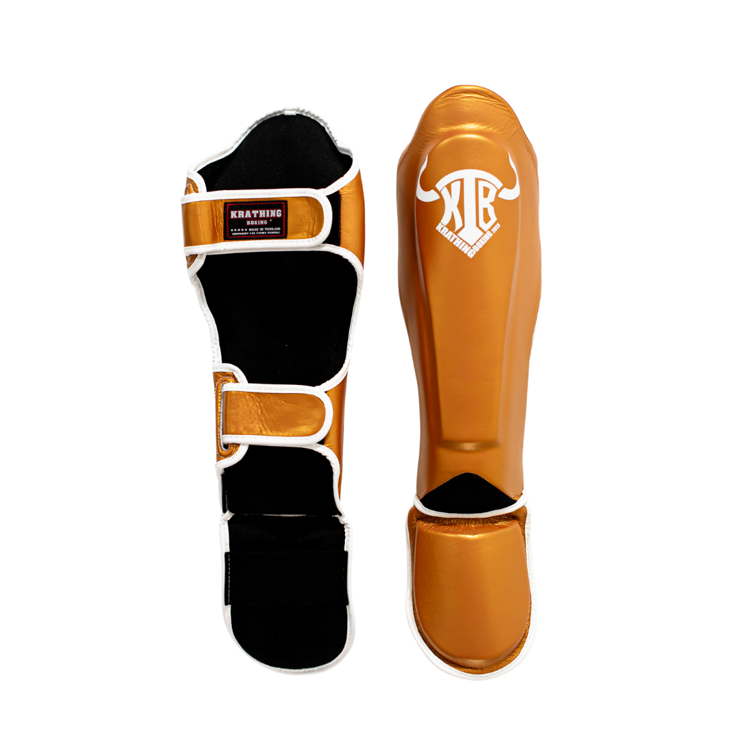 KRATHING  BOXING SHIN PROTECTION KTB-SG-003 LEATHER HOOK-AND-LOOP