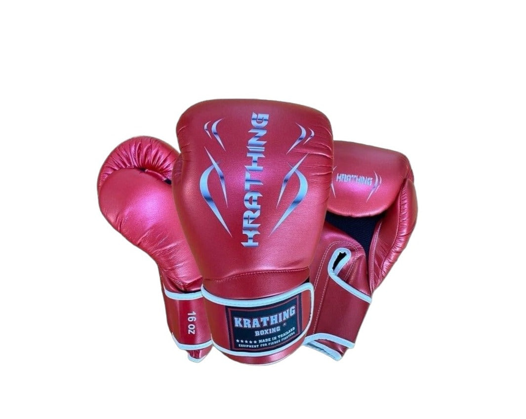 KRATHING BOXING GLOVES KTB-BG NEW LOGO METALLIC LEATHER HOOK-AND-LOOP