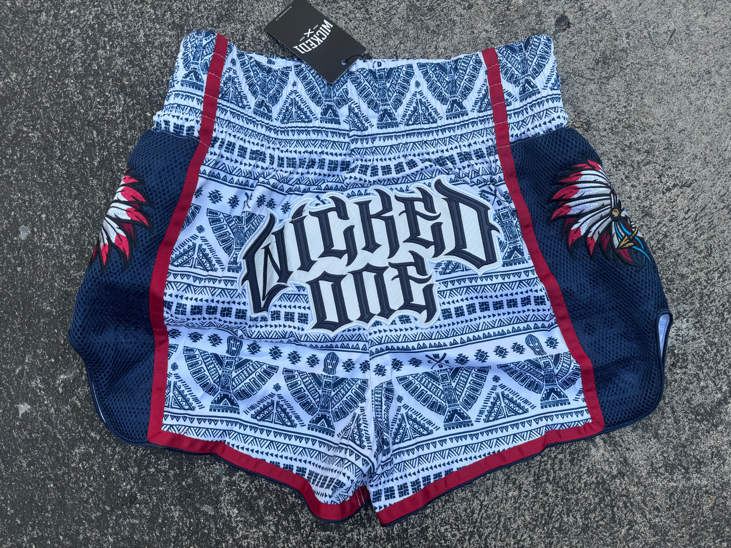 WICKED1X MUAY THAI SHORT INDIAN SKULL