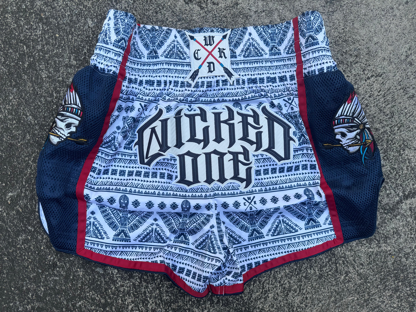 WICKED1X MUAY THAI SHORT INDIAN SKULL
