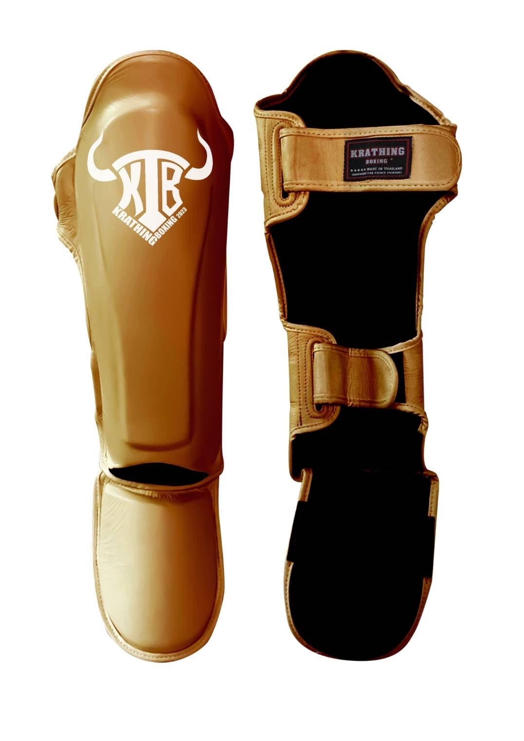 KRATHING BOXING SHIN PROTECTION KTB-SG-003 LEATHER HOOK-AND-LOOP