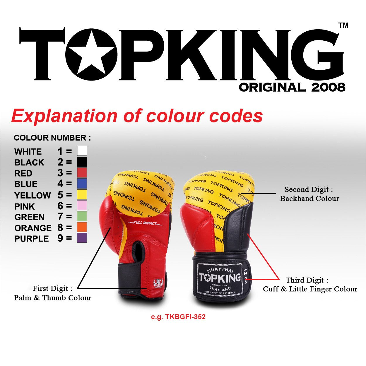 TKB GLOVES FULL IMPACT TRIPLE TONE TKBGFI LEATHER HOOK-AND-LOOP