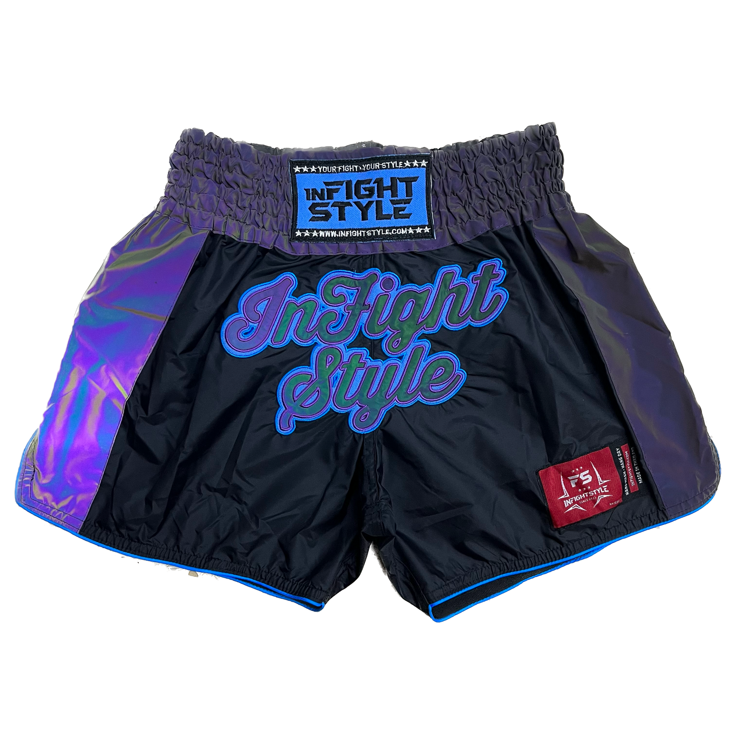 INFIGHTSTYLE SHORTS NYLON REFLECTIVZ MUAY THAI BOXING FIGHTWEAR ASTRO