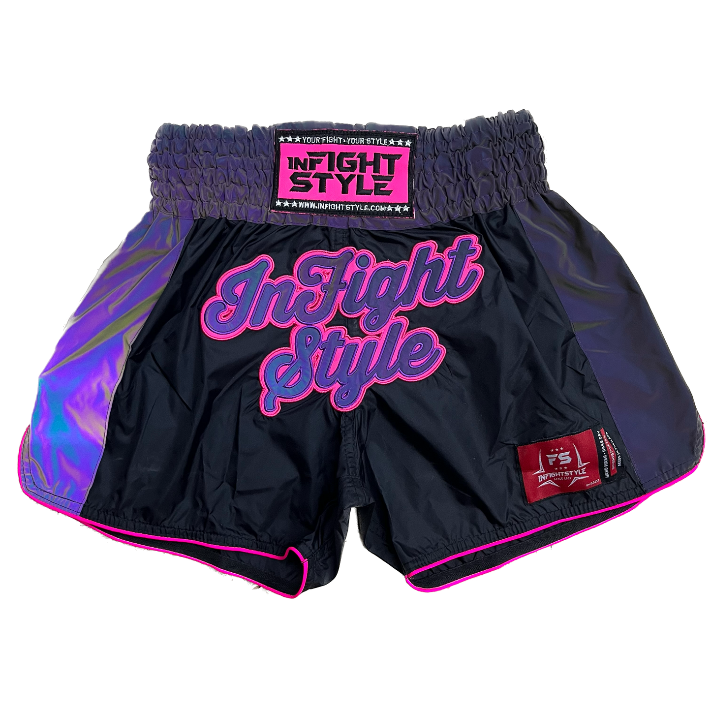 INFIGHTSTYLE SHORTS NYLON REFLECTIVZ MUAY THAI BOXING FIGHTWEAR ASTRO