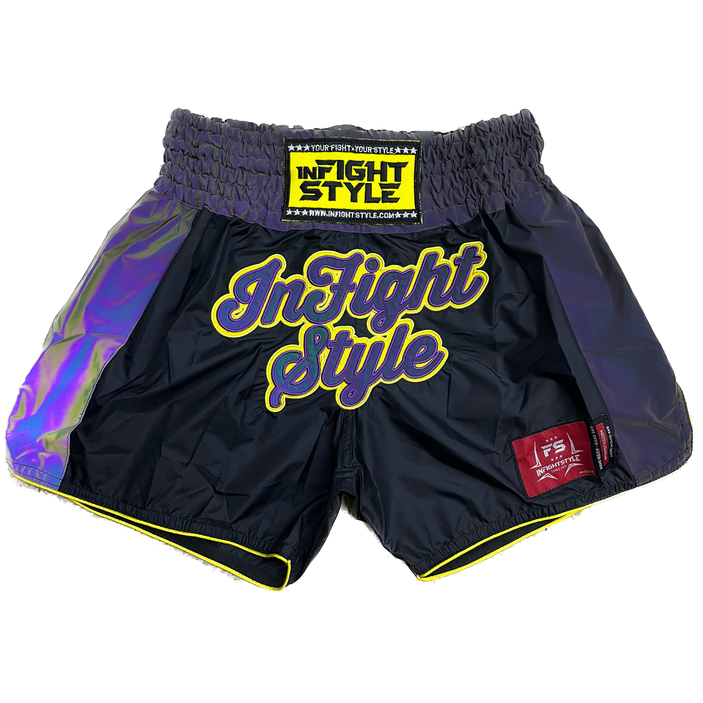 INFIGHTSTYLE SHORTS NYLON REFLECTIVZ MUAY THAI BOXING FIGHTWEAR ASTRO