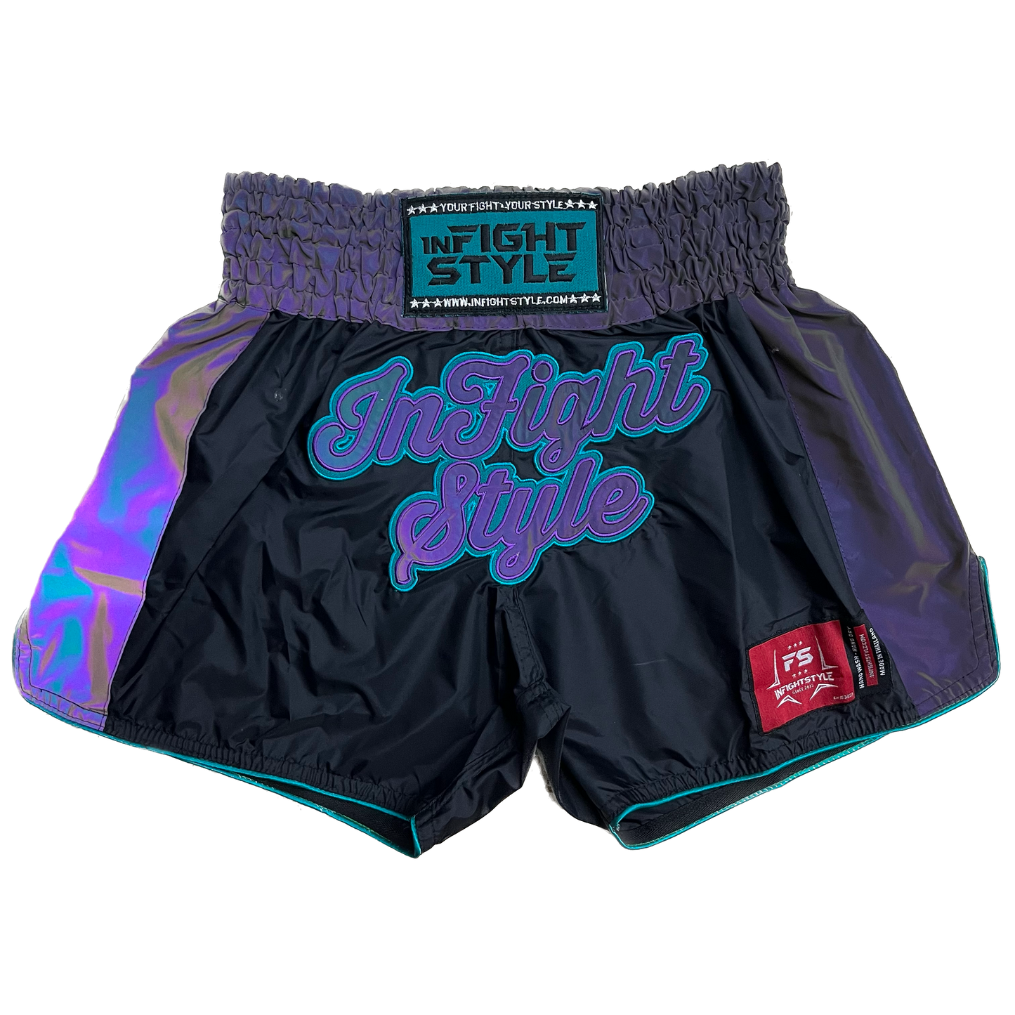 INFIGHTSTYLE SHORTS NYLON REFLECTIVZ MUAY THAI BOXING FIGHTWEAR ASTRO