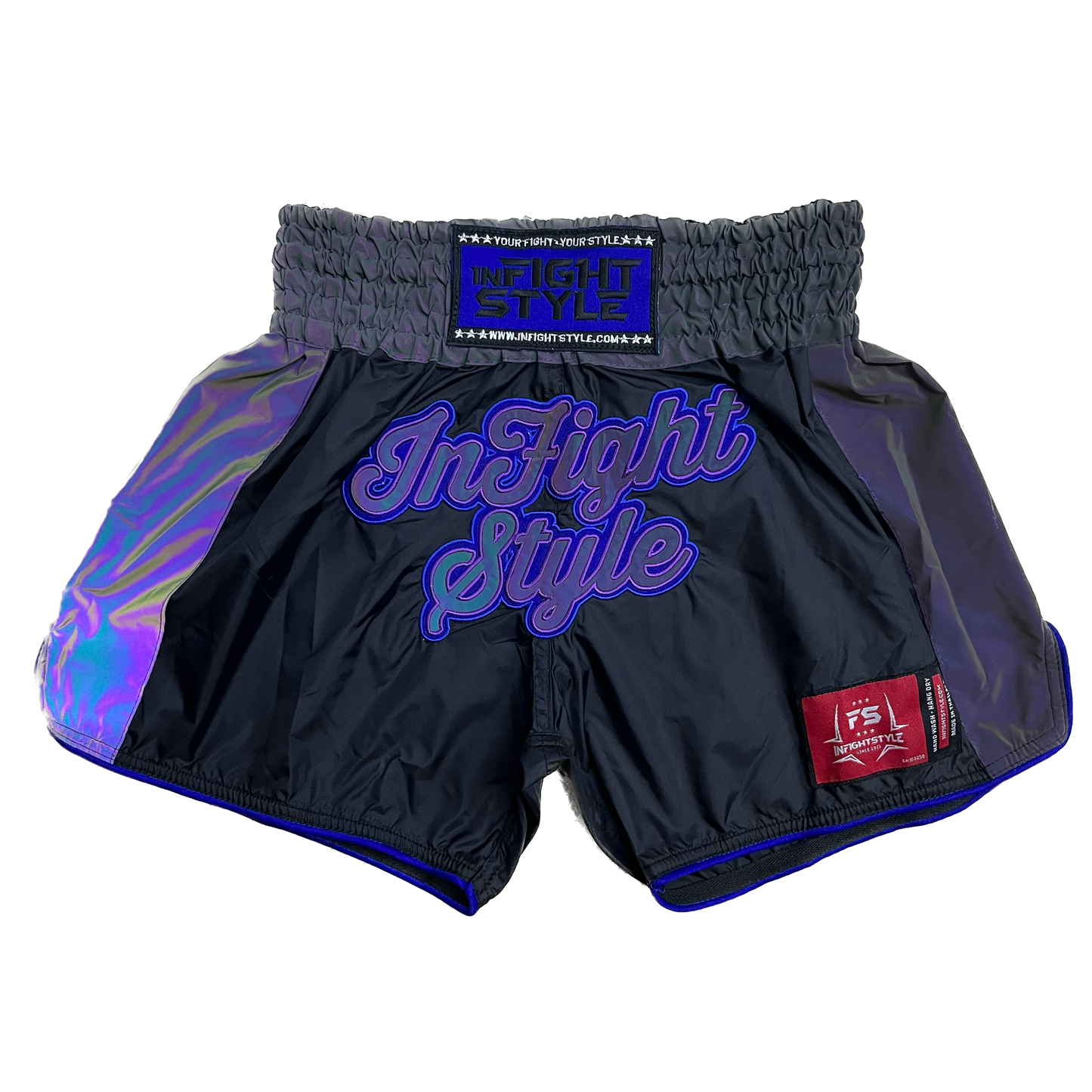 INFIGHTSTYLE SHORTS NYLON REFLECTIVZ MUAY THAI BOXING FIGHTWEAR ASTRO
