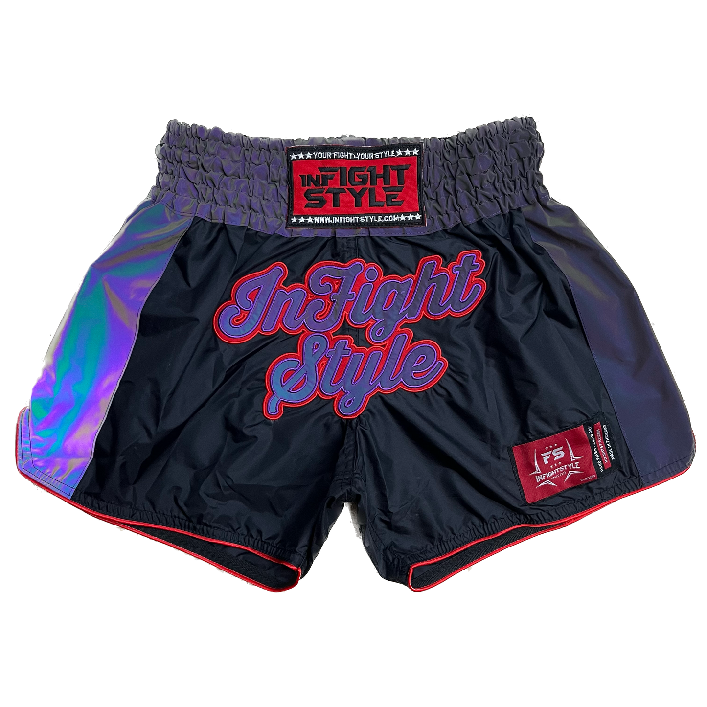 INFIGHTSTYLE SHORTS NYLON REFLECTIVZ MUAY THAI BOXING FIGHTWEAR ASTRO