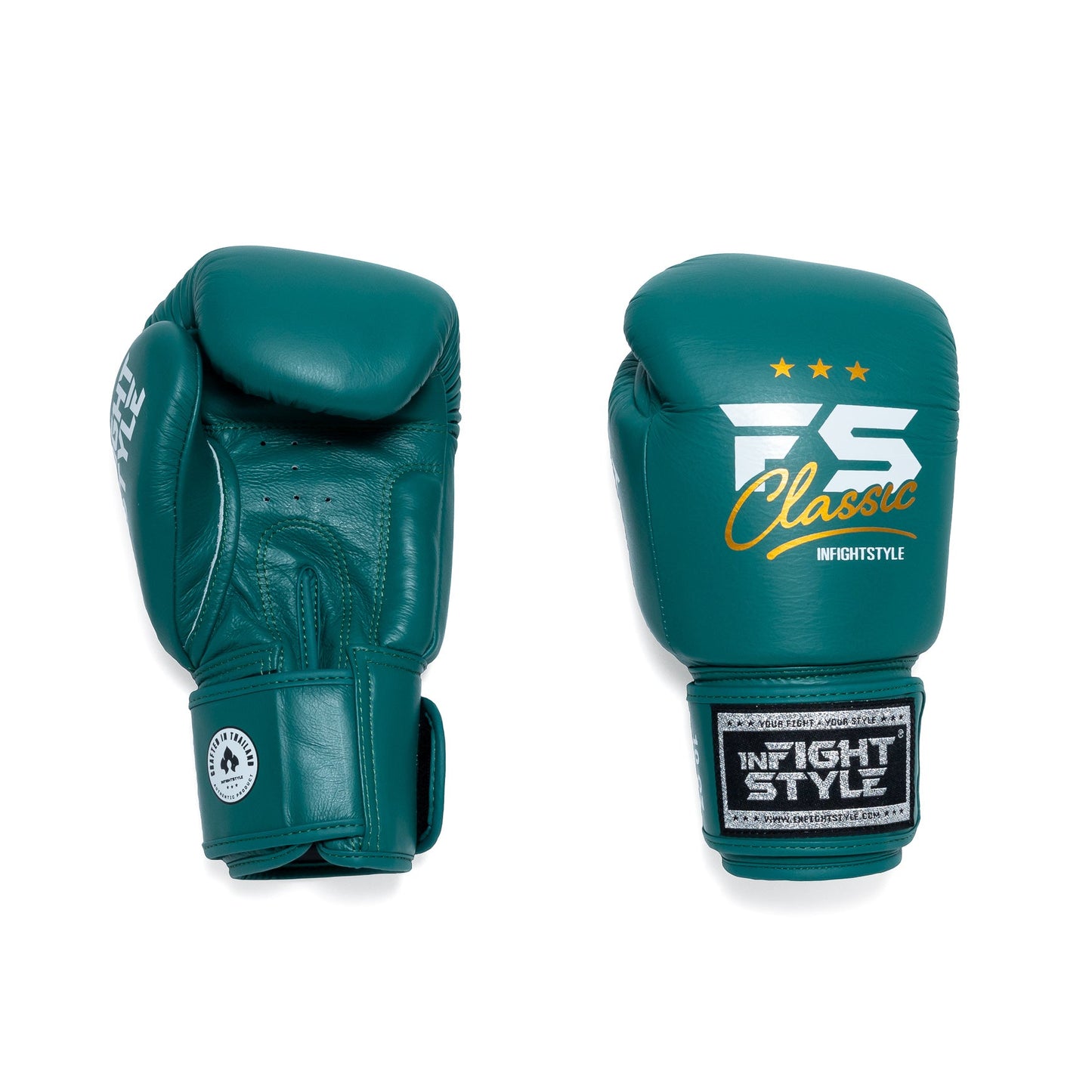 INFIGHTSTYLE GLOVES LEATHER HOOK-AND-LOOP CLASSIC MUAY THAI BOXING PRO NEW LOGO