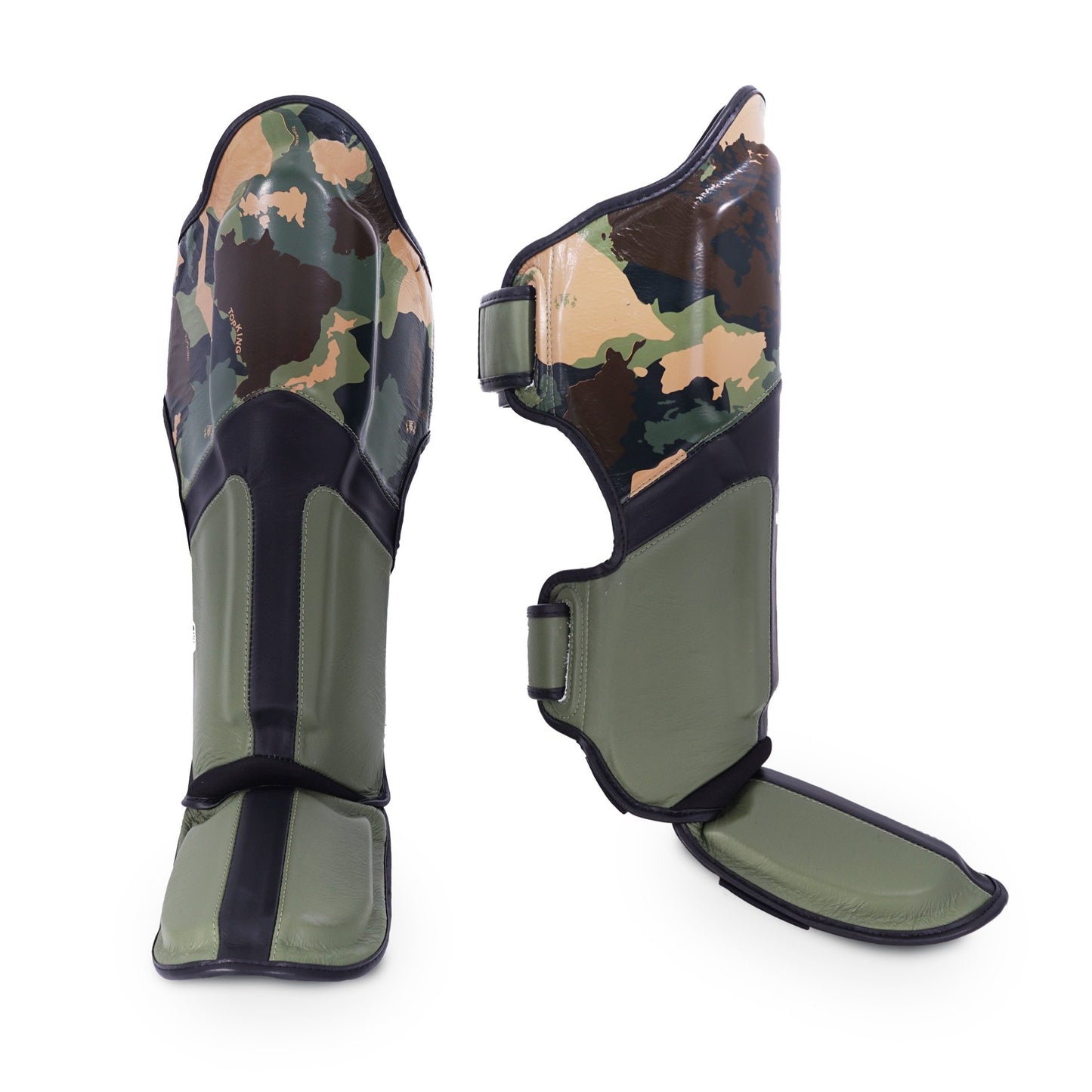 TKB SHIN PROTECTION TKSGCF-GN CAMOUFLAGE LEATHER HOOK-AND-LOOP