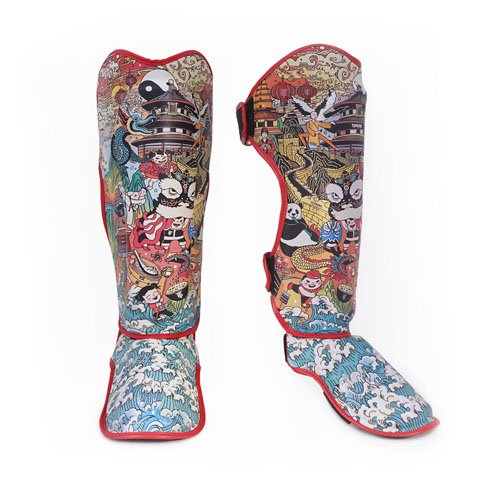TKB SHIN PROTECTION TKSGCT-CN-SL CHINESE CULTURE SYNTHETIC LEATHER HOOK-AND-LOOP