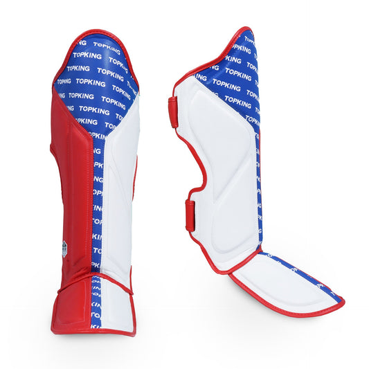 TKB SHIN PROTECTION FULL IMPACT TRIPLE TONE TKSGFI LEATHER HOOK-AND-LOOP