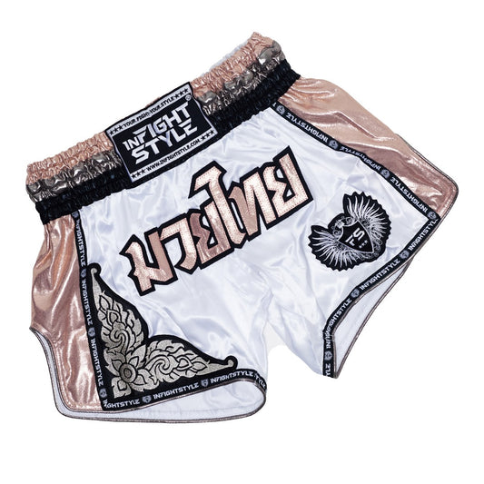 INFIGHTSTYLE SHORTS MUAY THAI BOXING FIGHTWEAR GYM RETRO ROYAL – ROSE GOLD