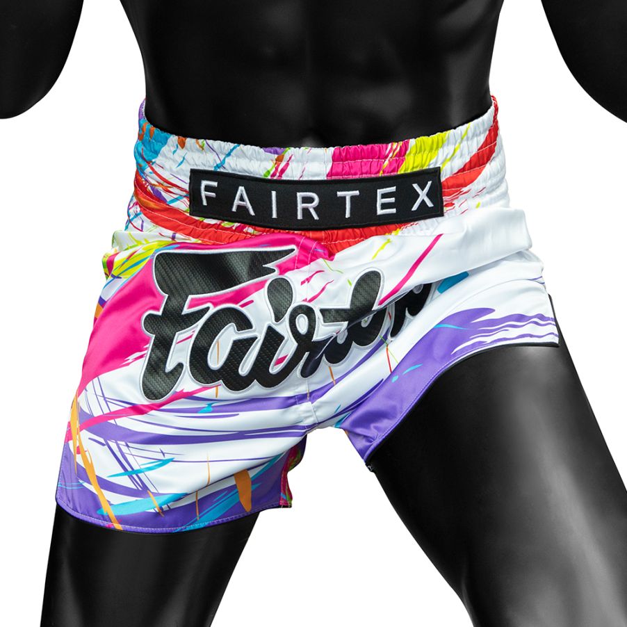 FAIRTEX SHORTS BS1933 BS1934 MUAY THAI WORLD MUSIC WHITE & BLACK
