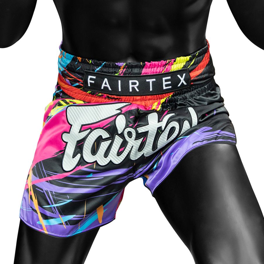 FAIRTEX SHORTS BS1933 BS1934 MUAY THAI WORLD MUSIC WHITE & BLACK