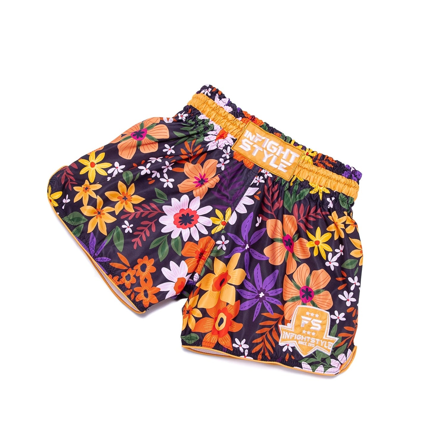 INFIGHTSTYLE SHORTS MUAY THAI RETRO ROSE FLOWERS