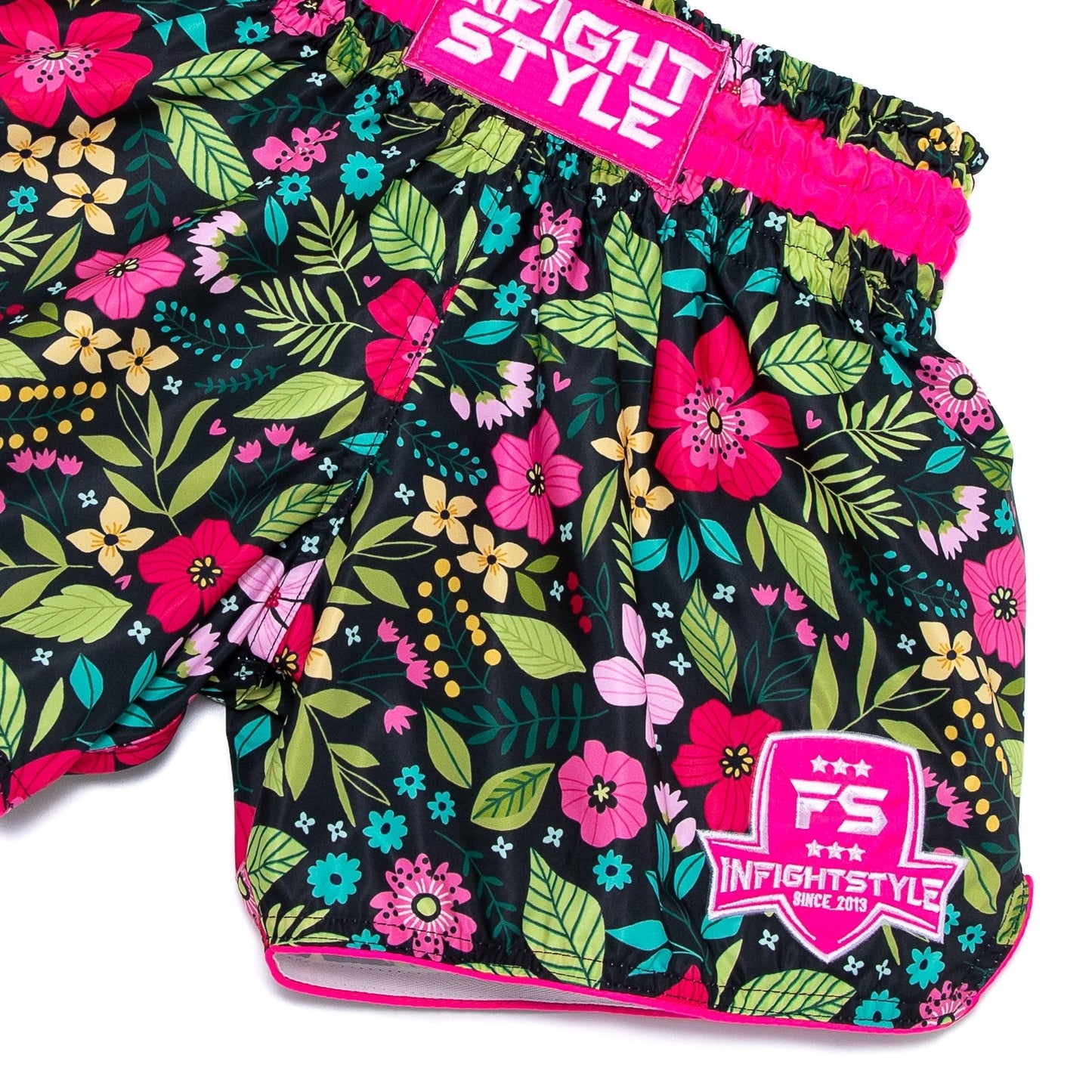 INFIGHTSTYLE SHORTS MUAY THAI RETRO ROSE FLOWERS
