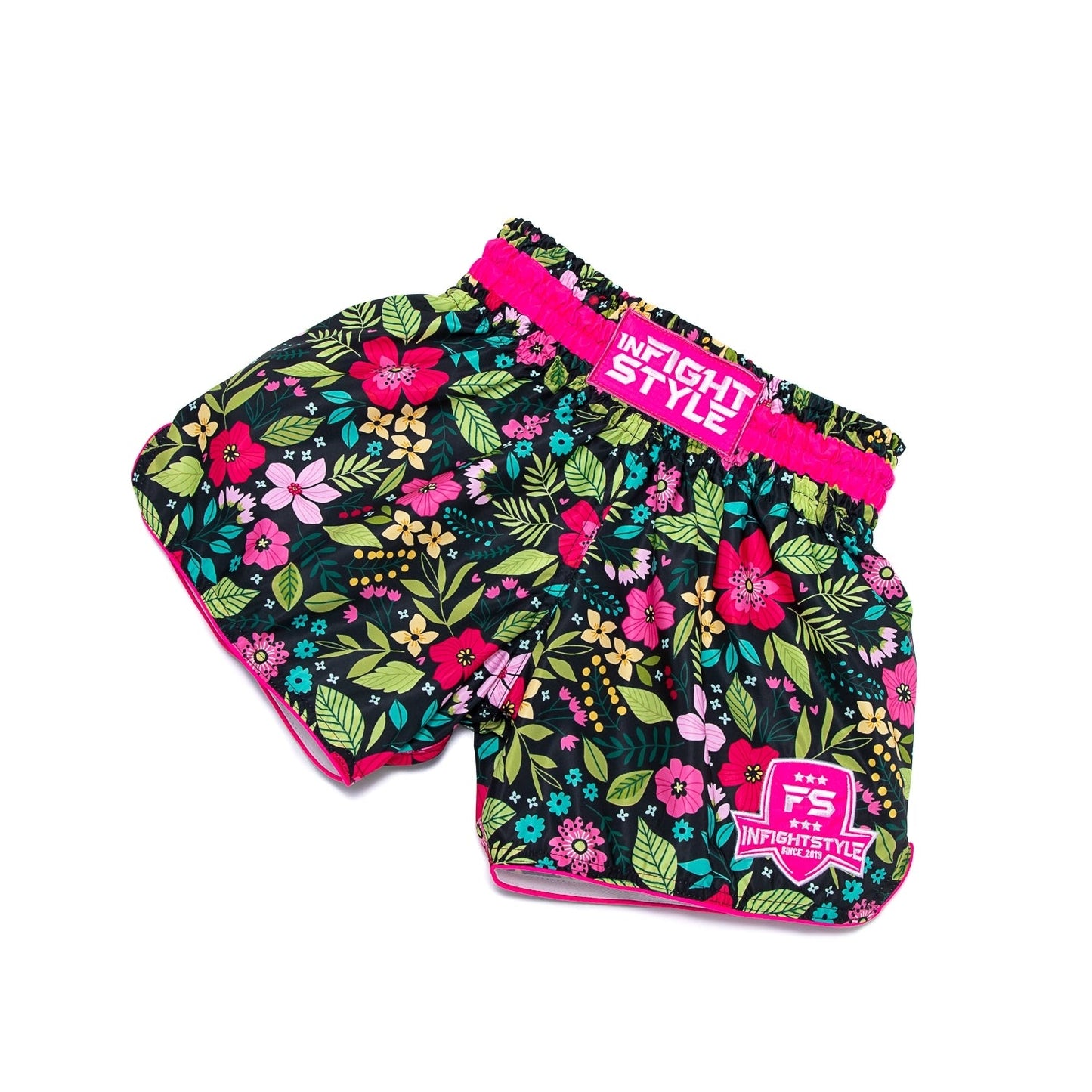 INFIGHTSTYLE SHORTS MUAY THAI RETRO ROSE FLOWERS