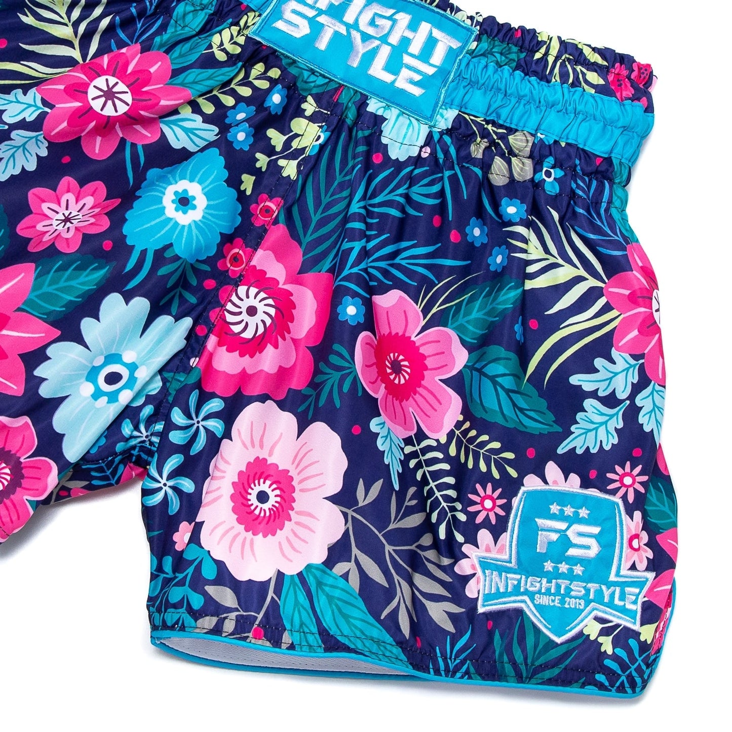 INFIGHTSTYLE SHORTS MUAY THAI RETRO ROSE FLOWERS