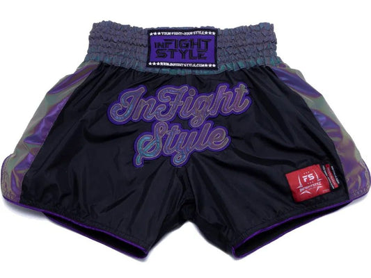 INFIGHTSTYLE SHORTS NYLON REFLECTIVZ MUAY THAI BOXING FIGHTWEAR ASTRO