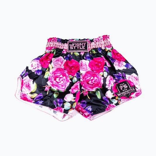 INFIGHTSTYLE SHORTS MUAY THAI RETRO BOUQUET PALMS TREES FLOWERS