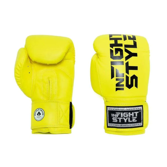 INFIGHTSTYLE GLOVES SEMI LEATHER HOOK-AND-LOOP MUAY THAI BOXING PRO COMPACT