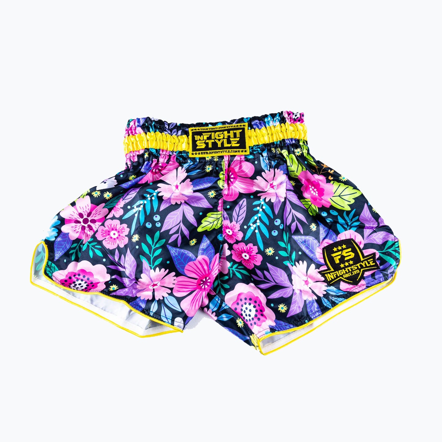 INFIGHTSTYLE SHORTS MUAY THAI RETRO BOUQUET PALMS TREES FLOWERS
