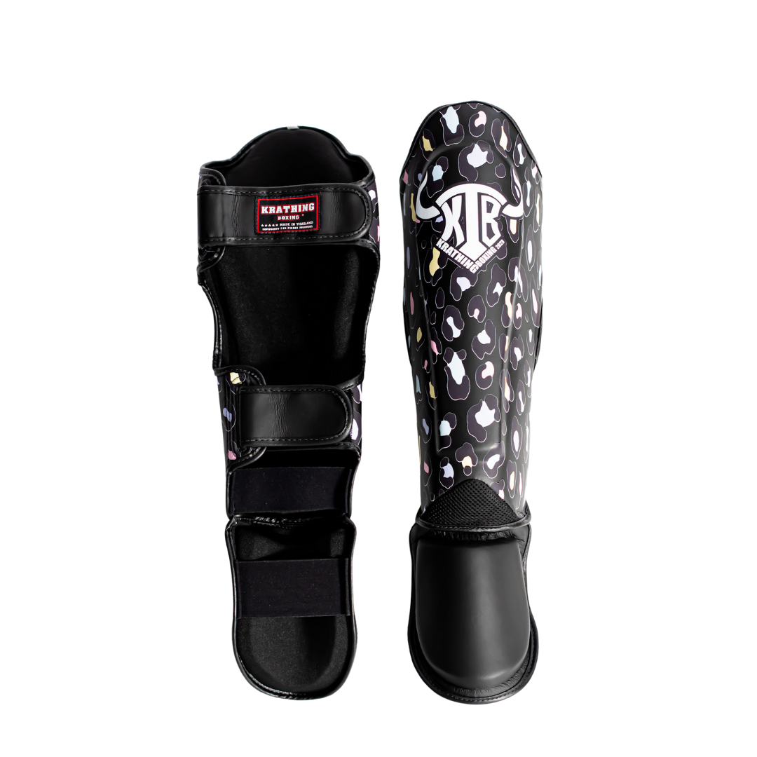 KRATHING BOXING SHIN PADS FANCY  LEATHER HOOK-AND-LOOP