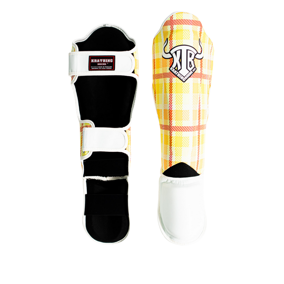 KRATHING BOXING SHIN PADS FANCY  LEATHER HOOK-AND-LOOP