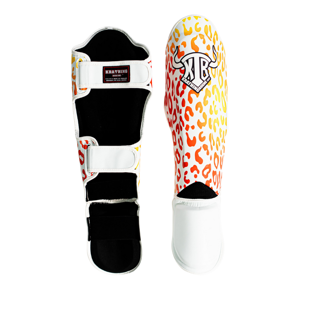 KRATHING BOXING SHIN PADS FANCY  LEATHER HOOK-AND-LOOP