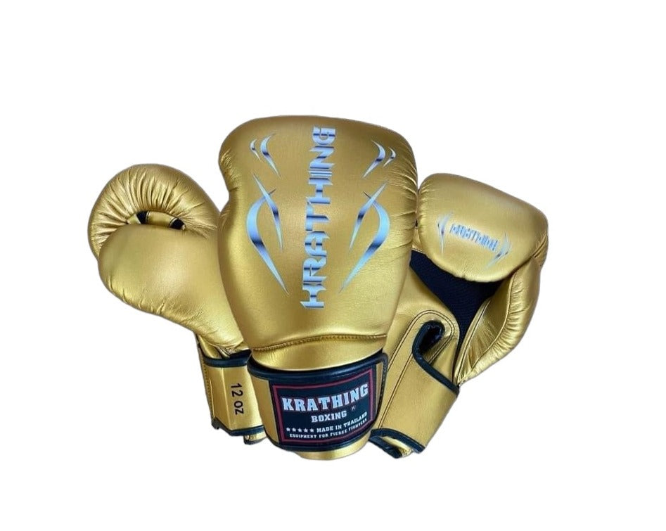 KRATHING BOXING GLOVES KTB-BG NEW LOGO METALLIC LEATHER HOOK-AND-LOOP