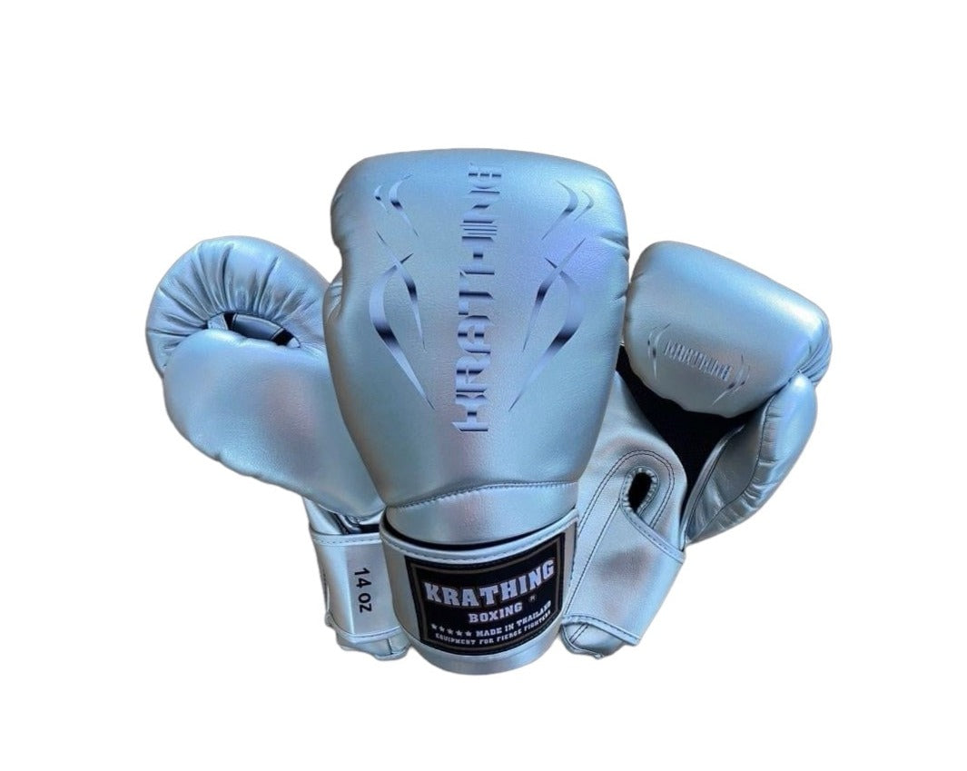 KRATHING BOXING GLOVES KTB-BG NEW LOGO METALLIC LEATHER HOOK-AND-LOOP