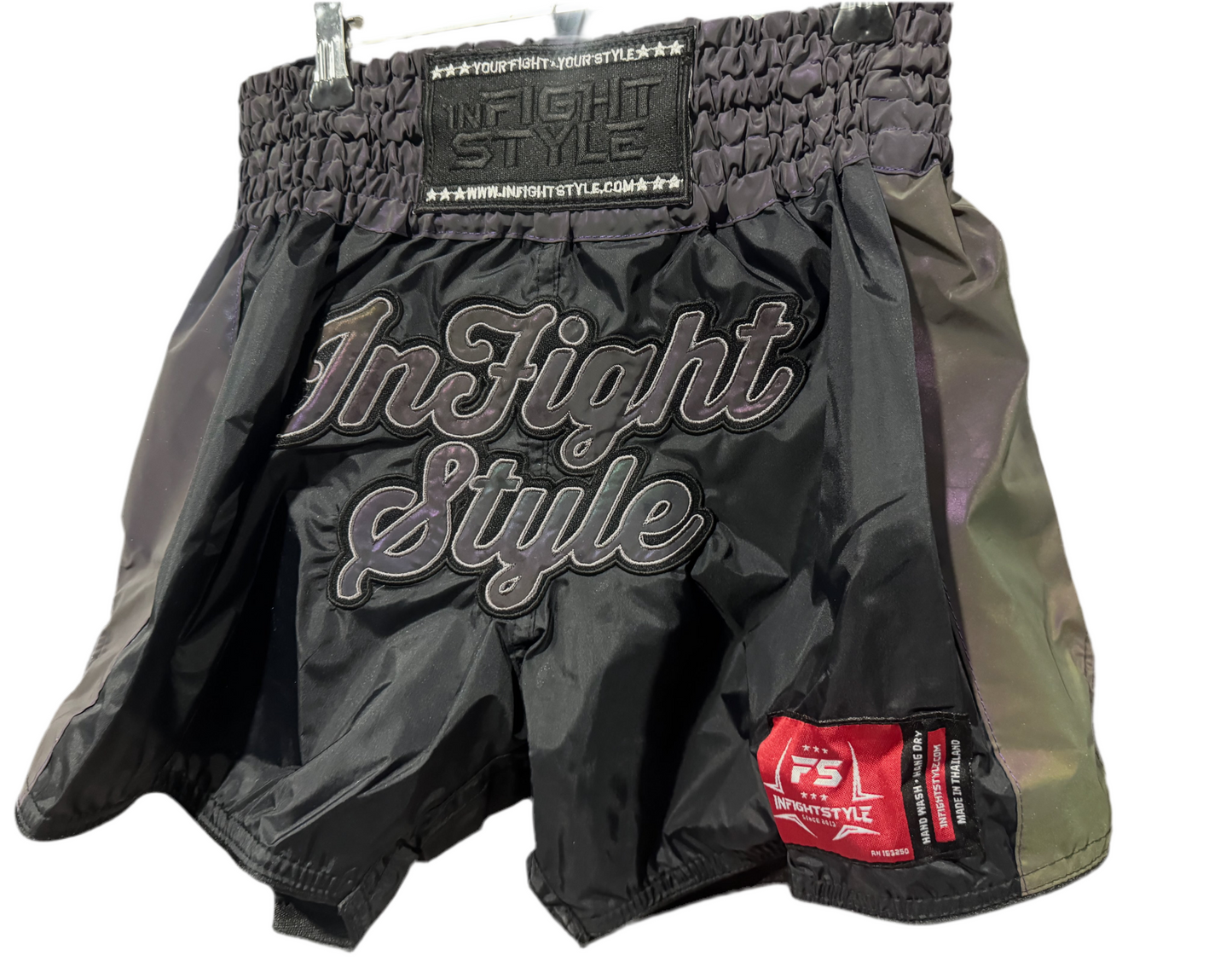 INFIGHTSTYLE SHORTS NYLON REFLECTIVZ MUAY THAI BOXING FIGHTWEAR ASTRO