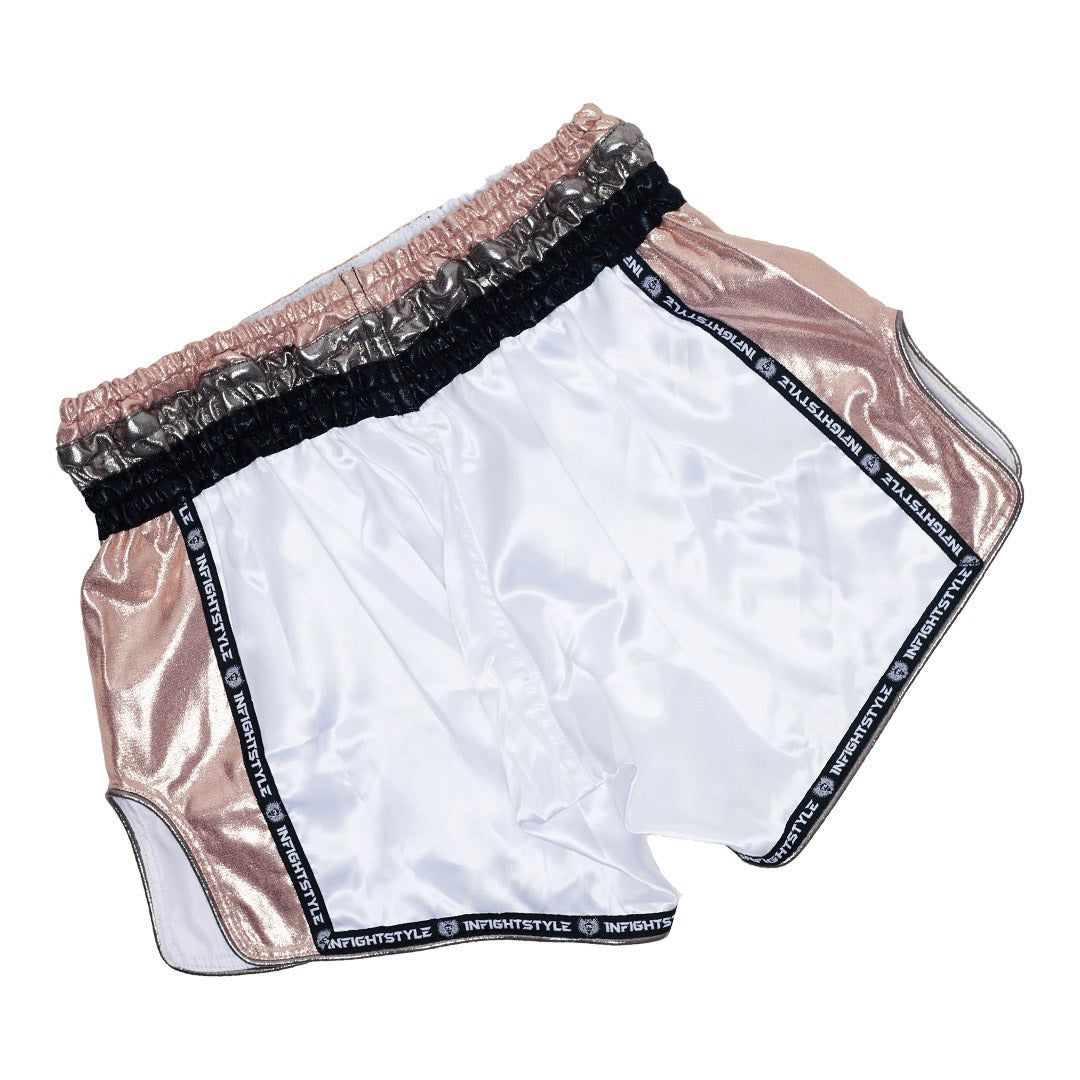 INFIGHTSTYLE SHORTS MUAY THAI BOXING FIGHTWEAR GYM RETRO ROYAL – ROSE GOLD
