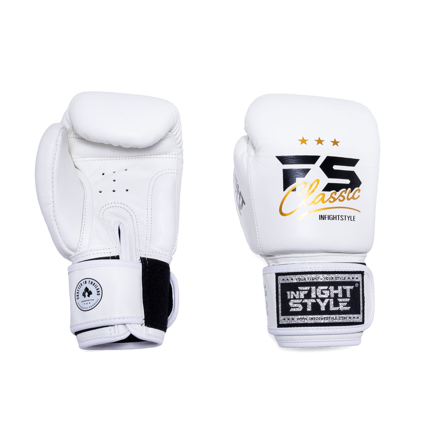 INFIGHTSTYLE GLOVES LEATHER HOOK-AND-LOOP CLASSIC MUAY THAI BOXING PRO NEW LOGO