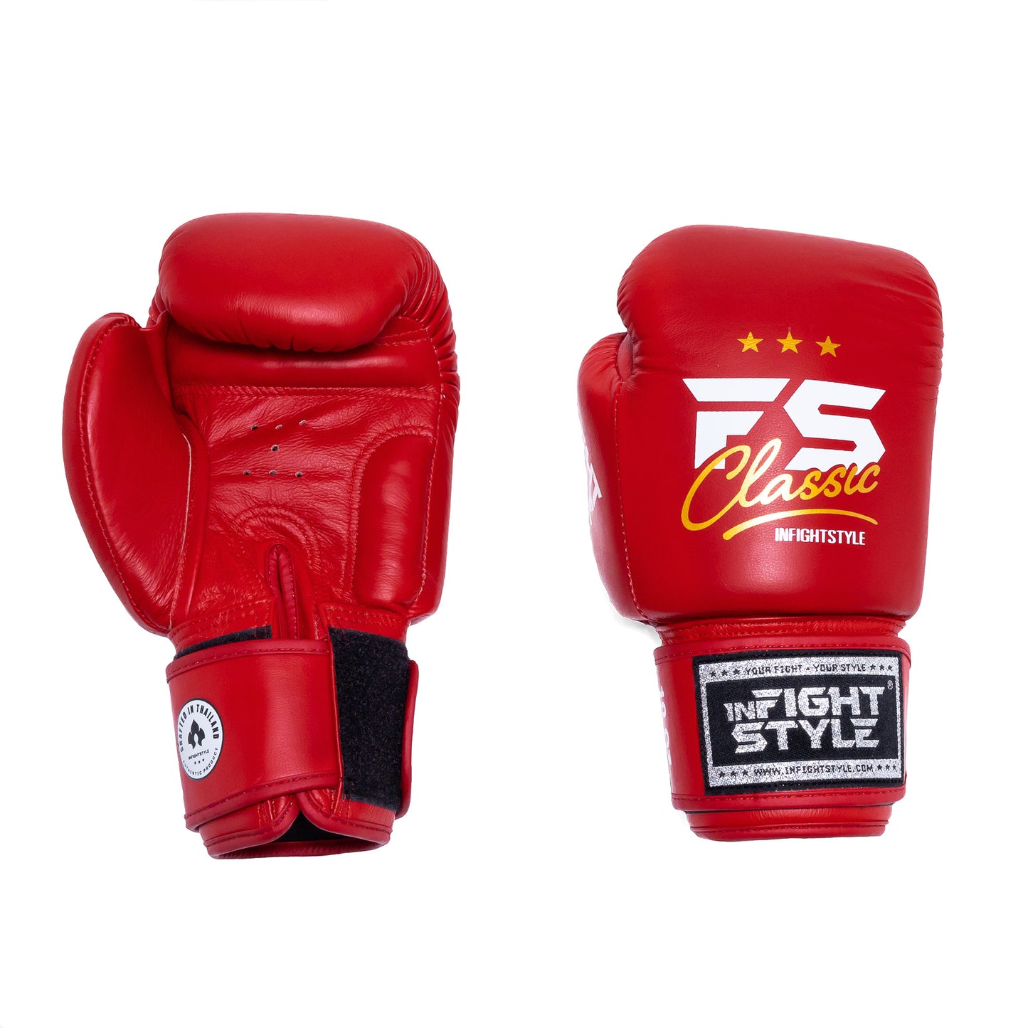 INFIGHTSTYLE GLOVES LEATHER HOOK-AND-LOOP CLASSIC MUAY THAI BOXING PRO NEW LOGO