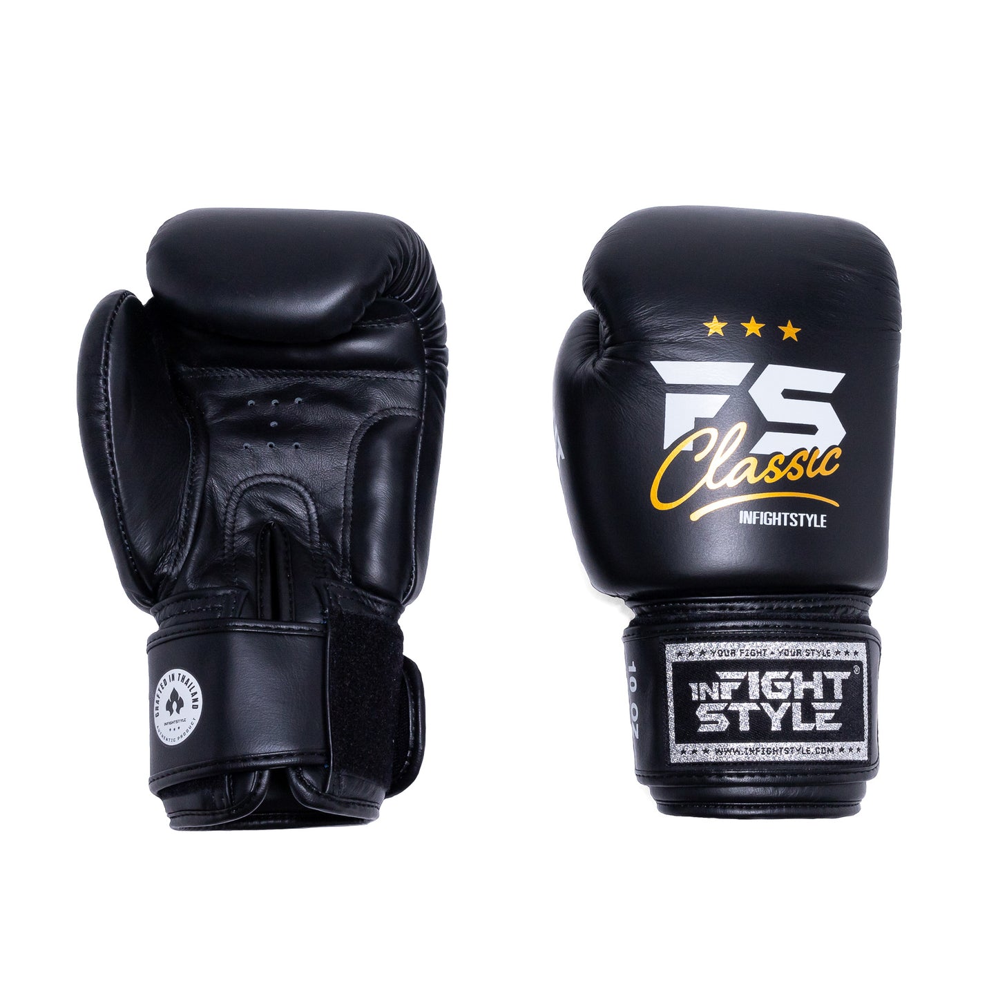 INFIGHTSTYLE GLOVES LEATHER HOOK-AND-LOOP CLASSIC MUAY THAI BOXING PRO NEW LOGO