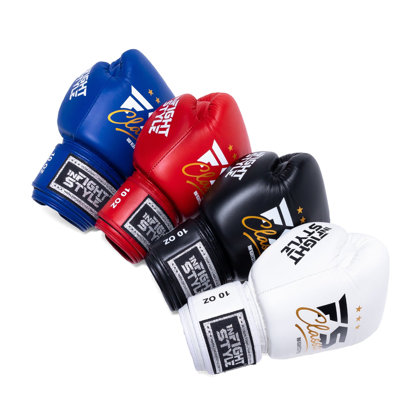 INFIGHTSTYLE GLOVES LEATHER HOOK-AND-LOOP CLASSIC MUAY THAI BOXING PRO NEW LOGO