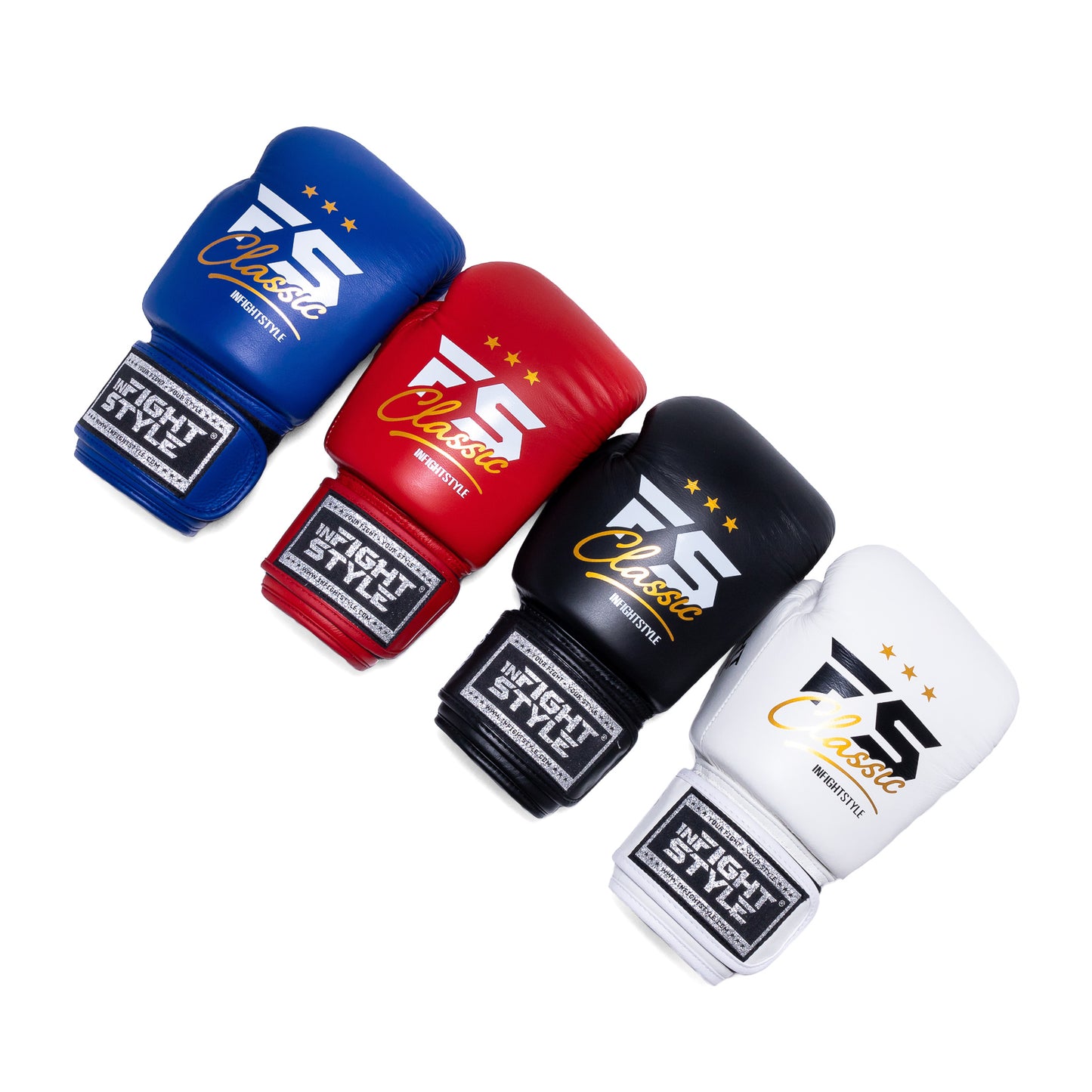 INFIGHTSTYLE GLOVES LEATHER HOOK-AND-LOOP CLASSIC MUAY THAI BOXING PRO NEW LOGO