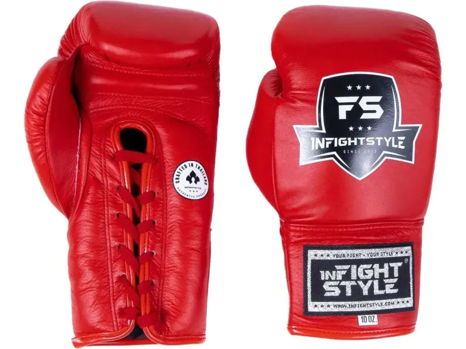 INFIGHTSTYLE GLOVES LEATHER LACE UP MUAY THAI BOXING PRO