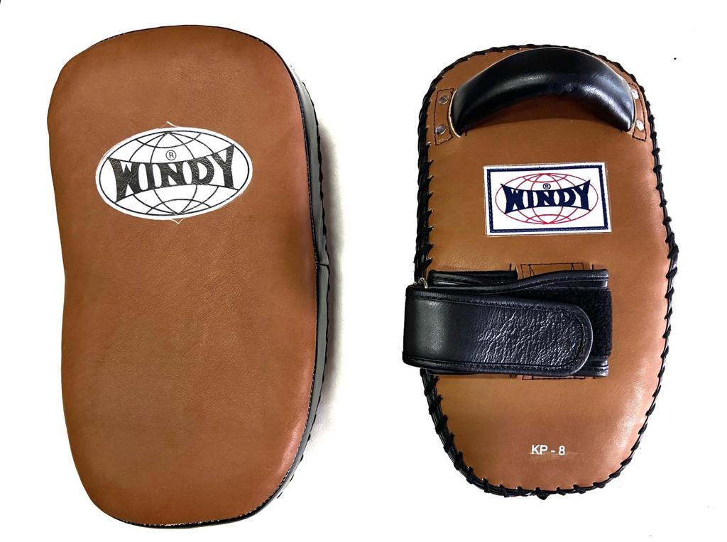 WINDY KICK PADS KP-8 LEATHER HOOK-AND-LOOP CURVED