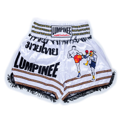 Lumpini Muay Thai Short White Black, affordable and direct from Thailand