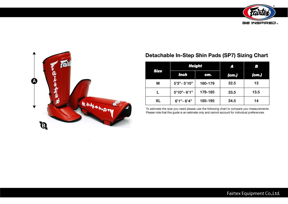FAIRTEX SHIN PROTECTION SP7 DETACHABLE IN-STEP PADS 